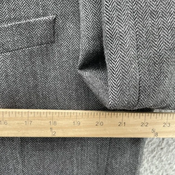 Stafford 100% Wool Blazer Men's 44L Herringbone Elbow Patch Corp Business Career